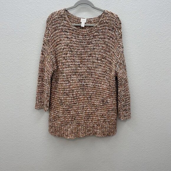 Chicos Textured Sherri Marled Yarn Neutral Knit Pullover Sweater Womens XL (3) - Picture 1 of 5
